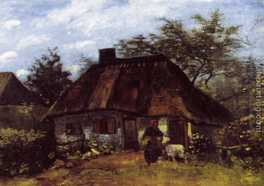 Vincent Van Gogh : Cottage and Woman with a Goat
